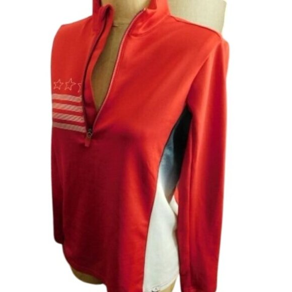 Antigua Size S Small Red White Blue Long Sleeve Golf  Activewear Pullover Top - Picture 2 of 2